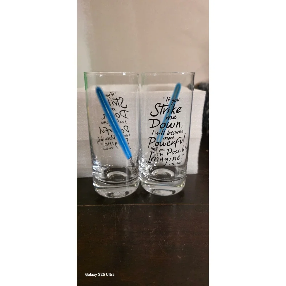 Highball‎ Glasses JoyJolt Clear Star Wars Obi-Wan Quote 2pc
